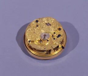 Rückplatte eines Uhrwerks, von Thomas Mudge, London, hergestellt für den König von Spanien, 1755